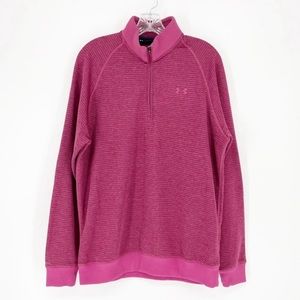 Under Armour Quarter Zip Loose Stripe Pink Sweater Size XL